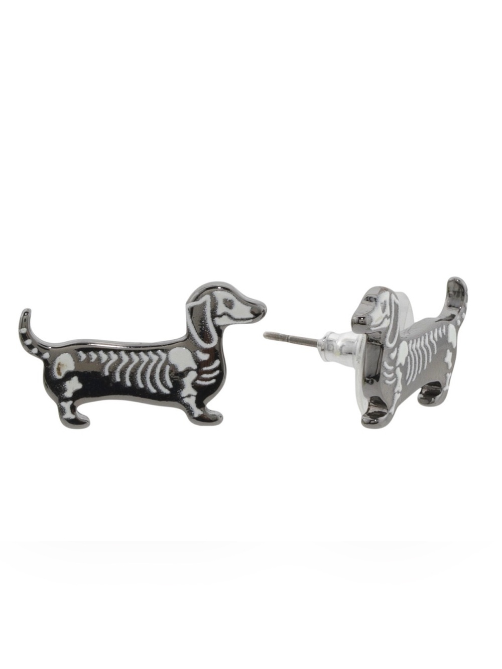BETSEY JOHNSON SKELETON DACHSHUND STUD EARRINGS - NWT